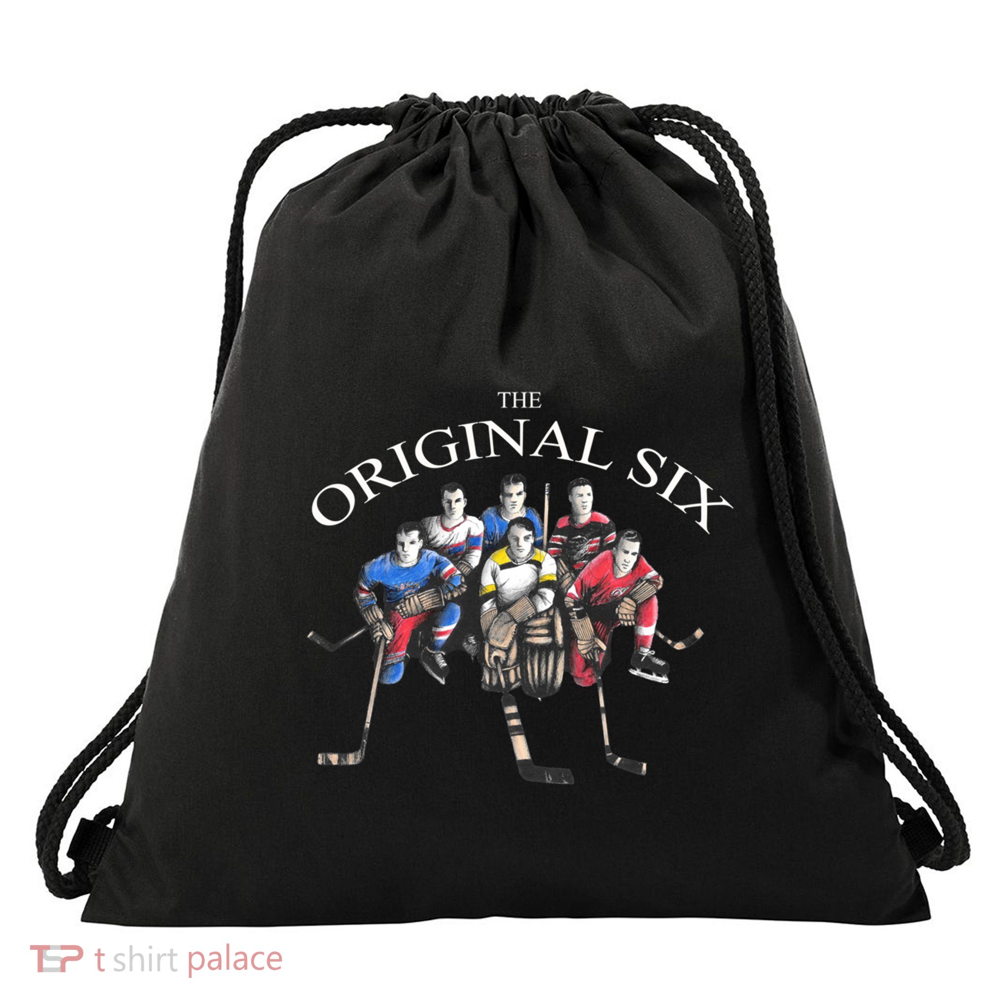 Classic Original Six 6 Vintage Old School Hockey Gift Drawstring Bag