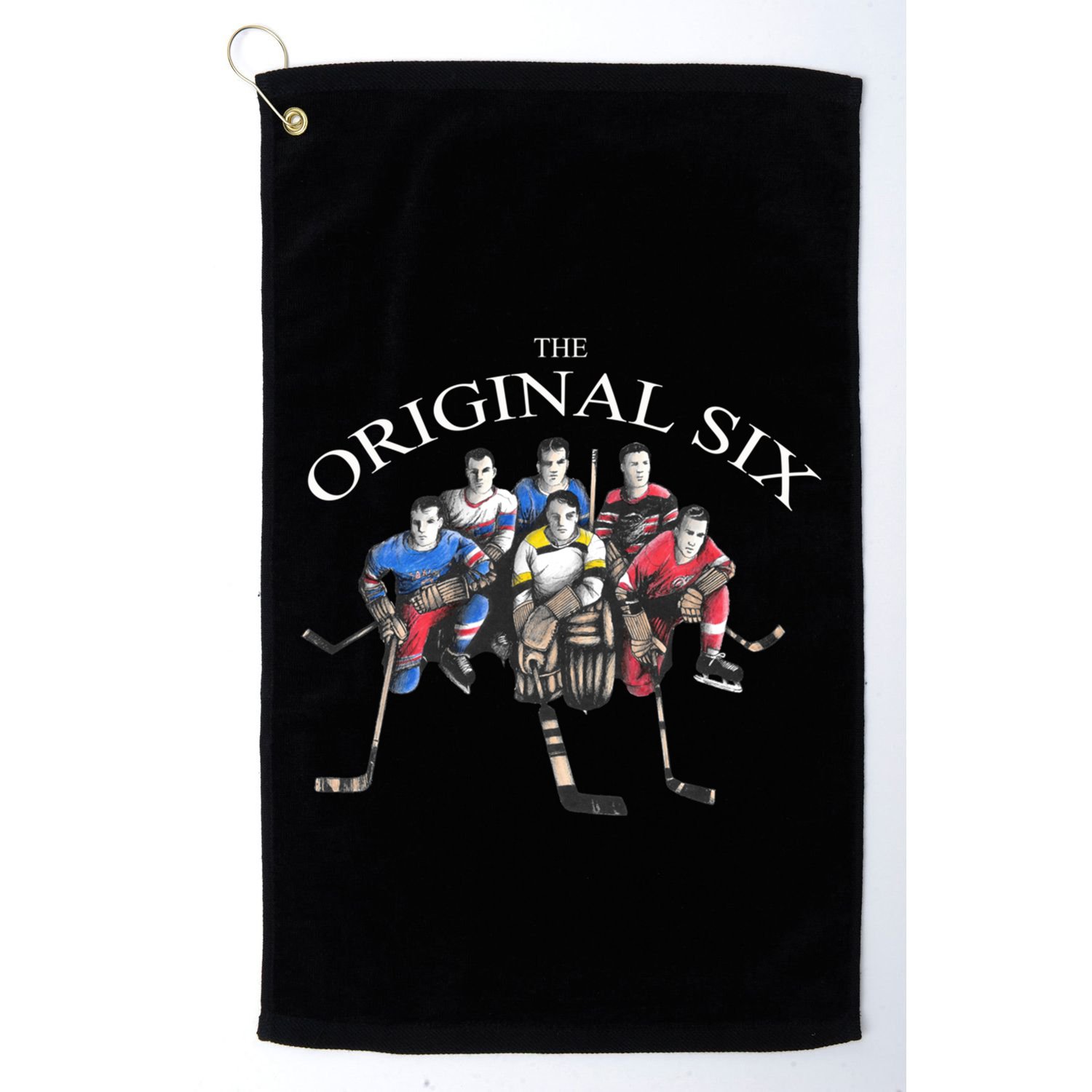 Classic Original Six 6 Vintage Old School Hockey Gift Golf Towel