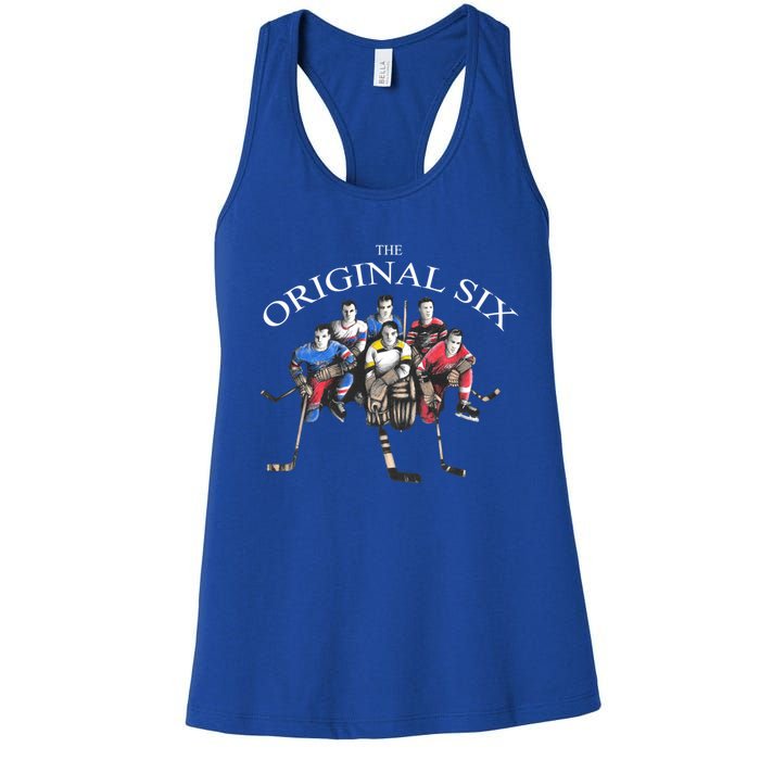 Classic Original Six 6 Vintage Old School Hockey Gift Women's Racerback Tank