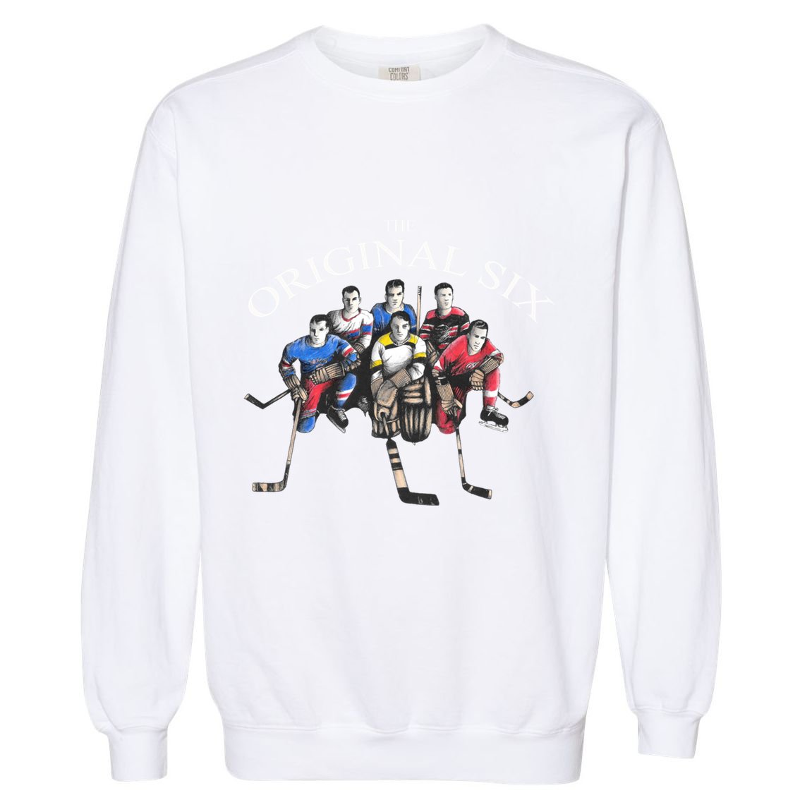 Classic Original Six 6 Vintage Old School Hockey Gift Garment-Dyed Sweatshirt