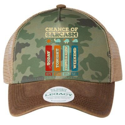 Chance Of Sarcasm Weather Funny Forecast And Meteorology Legacy Tie Dye Trucker Hat