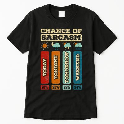 Chance Of Sarcasm Weather Funny Forecast And Meteorology Tall T-Shirt