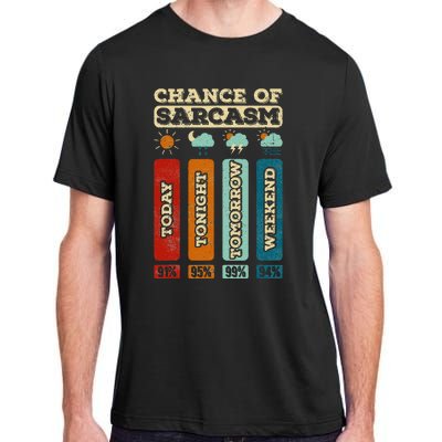 Chance Of Sarcasm Weather Funny Forecast And Meteorology Adult ChromaSoft Performance T-Shirt