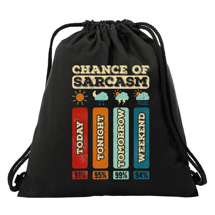 Chance Of Sarcasm Weather Funny Forecast And Meteorology Drawstring Bag