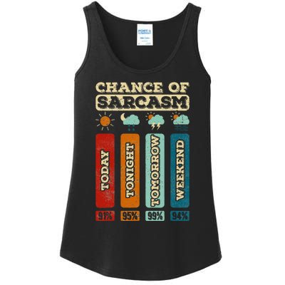 Chance Of Sarcasm Weather Funny Forecast And Meteorology Ladies Essential Tank