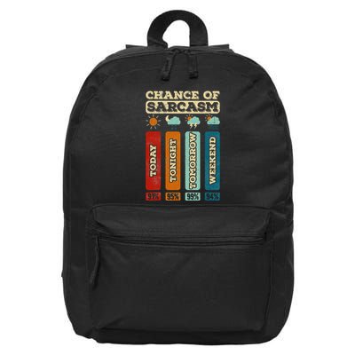 Chance Of Sarcasm Weather Funny Forecast And Meteorology 16 in Basic Backpack