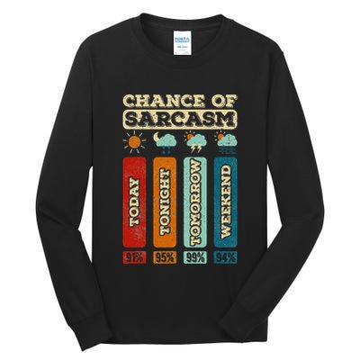 Chance Of Sarcasm Weather Funny Forecast And Meteorology Tall Long Sleeve T-Shirt
