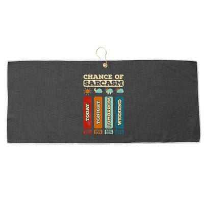 Chance Of Sarcasm Weather Funny Forecast And Meteorology Large Microfiber Waffle Golf Towel