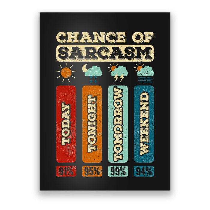 Chance Of Sarcasm Weather Funny Forecast And Meteorology Poster