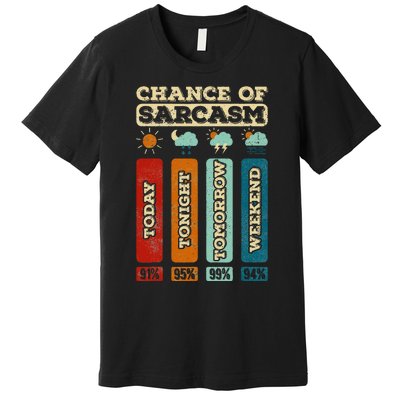 Chance Of Sarcasm Weather Funny Forecast And Meteorology Premium T-Shirt