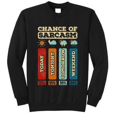Chance Of Sarcasm Weather Funny Forecast And Meteorology Tall Sweatshirt