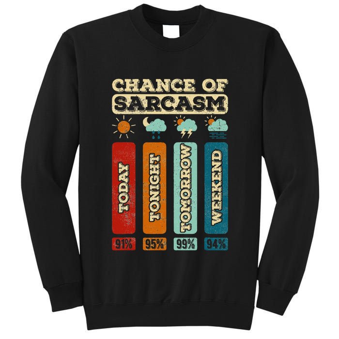 Chance Of Sarcasm Weather Funny Forecast And Meteorology Tall Sweatshirt