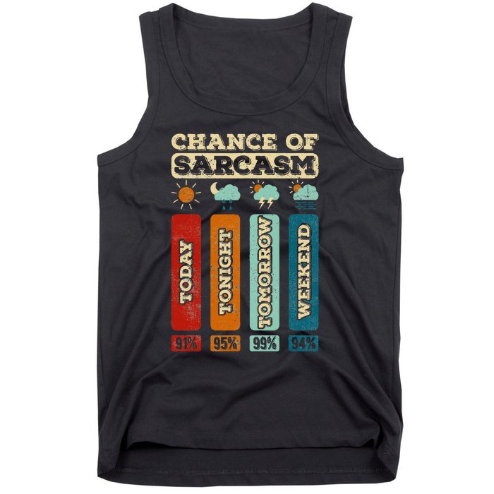 Chance Of Sarcasm Weather Funny Forecast And Meteorology Tank Top