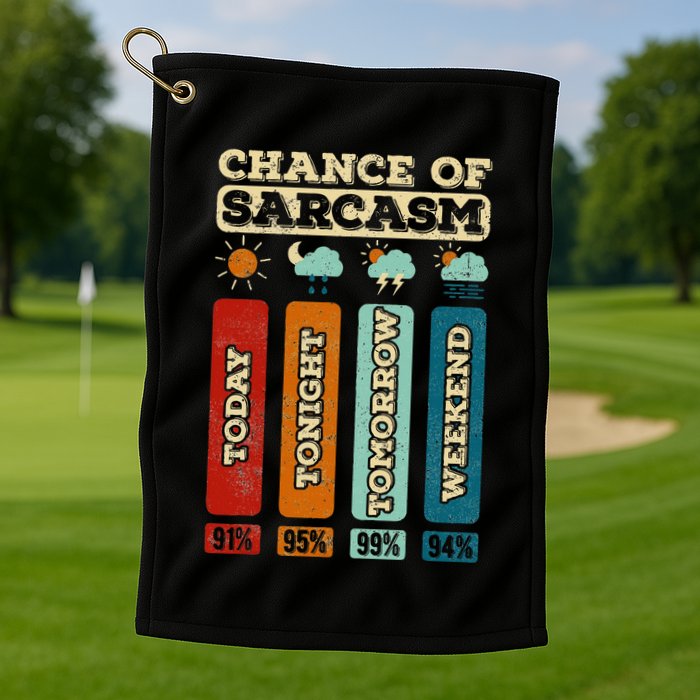 Chance Of Sarcasm Weather Funny Forecast And Meteorology Golf Towel