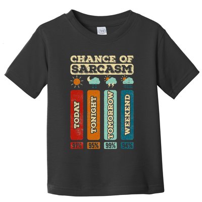 Chance Of Sarcasm Weather Funny Forecast And Meteorology Toddler T-Shirt