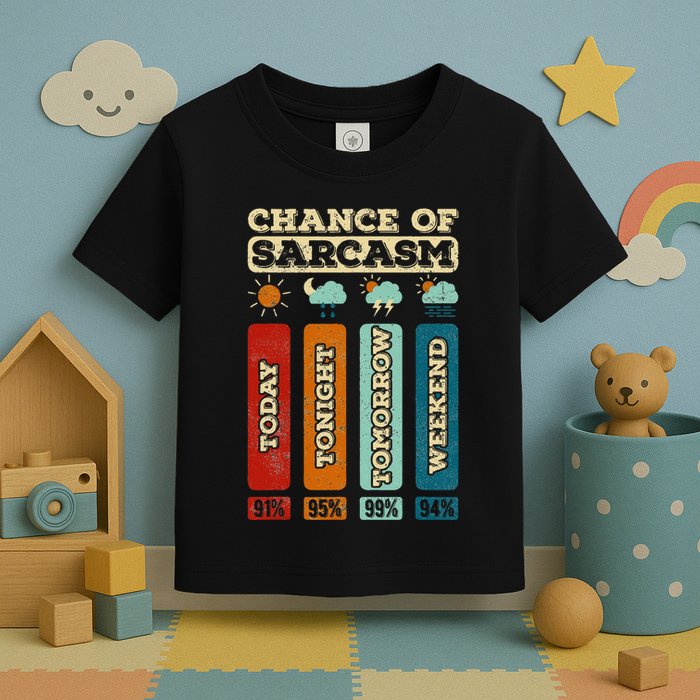 Chance Of Sarcasm Weather Funny Forecast And Meteorology Toddler T-Shirt