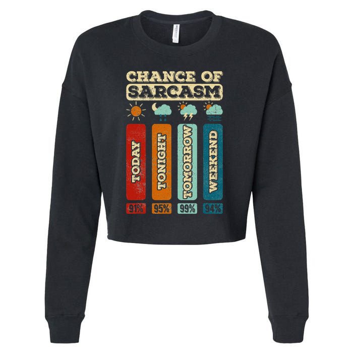 Chance Of Sarcasm Weather Funny Forecast And Meteorology Cropped Pullover Crew