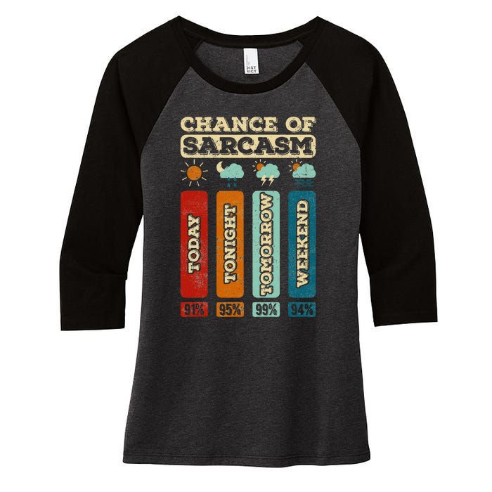 Chance Of Sarcasm Weather Funny Forecast And Meteorology Women's Tri-Blend 3/4-Sleeve Raglan Shirt