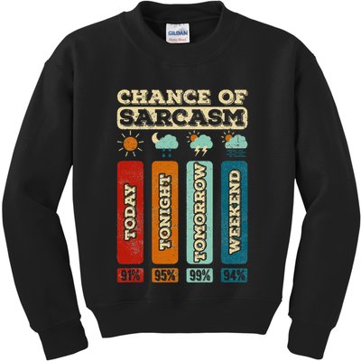 Chance Of Sarcasm Weather Funny Forecast And Meteorology Kids Sweatshirt