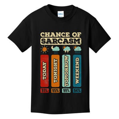Chance Of Sarcasm Weather Funny Forecast And Meteorology Kids T-Shirt