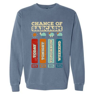 Chance Of Sarcasm Weather Funny Forecast And Meteorology Garment-Dyed Sweatshirt