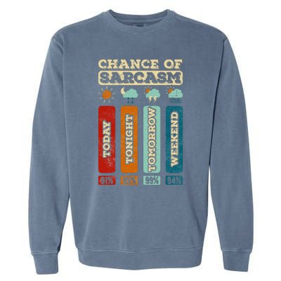 Chance Of Sarcasm Weather Funny Forecast And Meteorology Garment-Dyed Sweatshirt