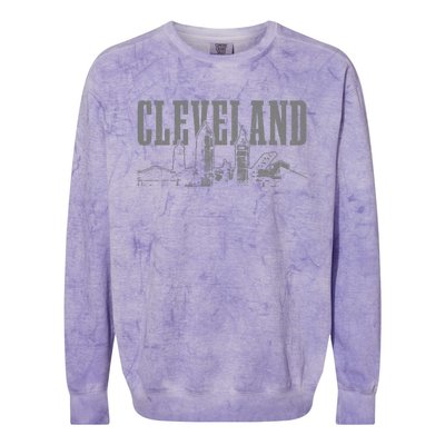 Cleveland Ohio Skyline Pride Vintage Cleveland Colorblast Crewneck Sweatshirt