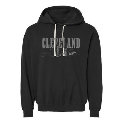 Cleveland Ohio Skyline Pride Vintage Cleveland Garment-Dyed Fleece Hoodie