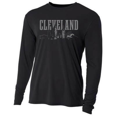 Cleveland Ohio Skyline Pride Vintage Cleveland Cooling Performance Long Sleeve Crew