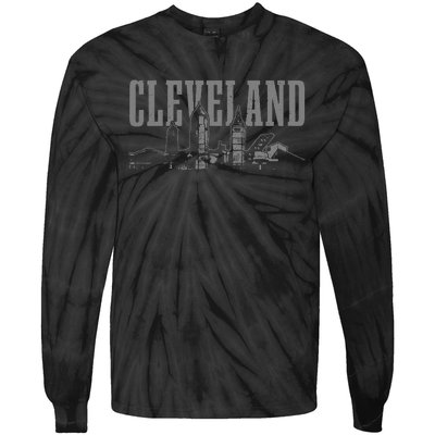 Cleveland Ohio Skyline Pride Vintage Cleveland Tie-Dye Long Sleeve Shirt