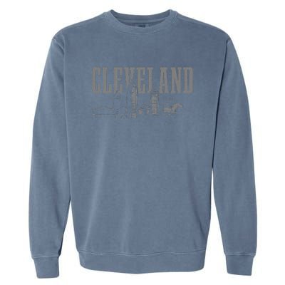 Cleveland Ohio Skyline Pride Vintage Cleveland Garment-Dyed Sweatshirt