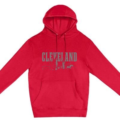 Cleveland Ohio Skyline Pride Vintage Cleveland Premium Pullover Hoodie