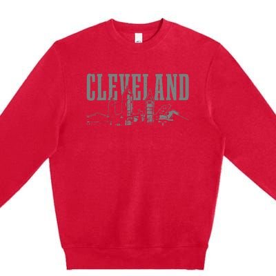 Cleveland Ohio Skyline Pride Vintage Cleveland Premium Crewneck Sweatshirt