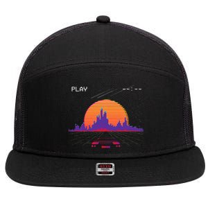 C.Y.B.E.R.P.U.N.K Outrun Synthwave Sunset Fast Car Aesthetic 7 Panel Mesh Trucker Snapback Hat