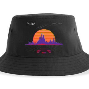 C.Y.B.E.R.P.U.N.K Outrun Synthwave Sunset Fast Car Aesthetic Sustainable Bucket Hat