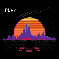 C.Y.B.E.R.P.U.N.K Outrun Synthwave Sunset Fast Car Aesthetic Button