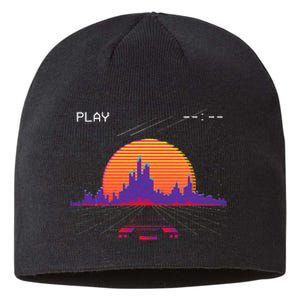 C.Y.B.E.R.P.U.N.K Outrun Synthwave Sunset Fast Car Aesthetic Sustainable Beanie