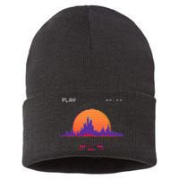 C.Y.B.E.R.P.U.N.K Outrun Synthwave Sunset Fast Car Aesthetic Sustainable Knit Beanie