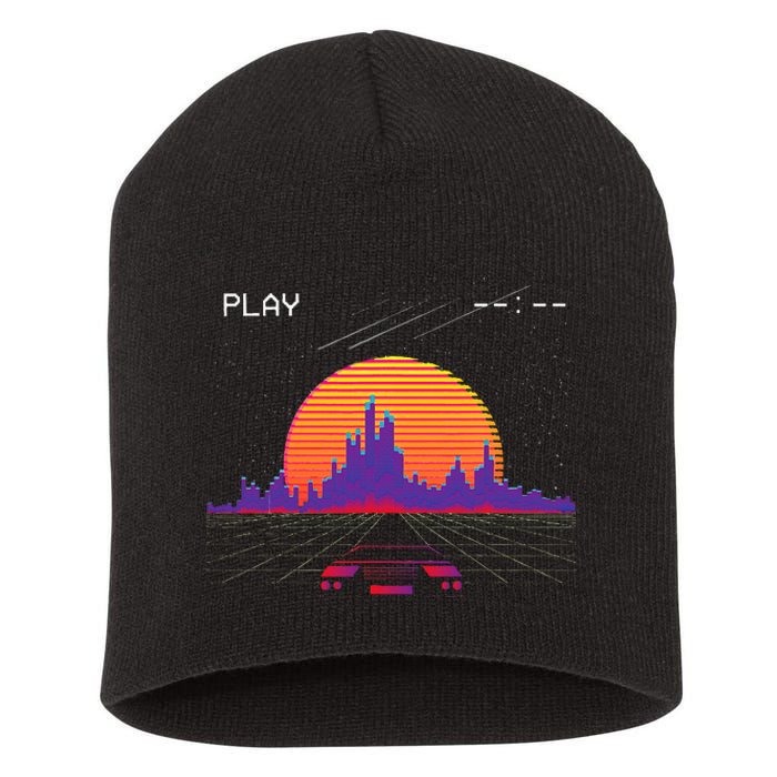 C.Y.B.E.R.P.U.N.K Outrun Synthwave Sunset Fast Car Aesthetic Short Acrylic Beanie