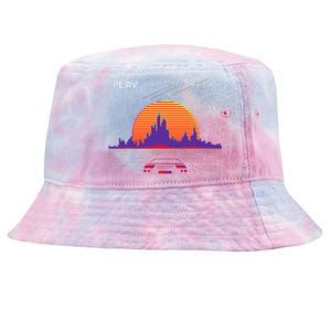 C.Y.B.E.R.P.U.N.K Outrun Synthwave Sunset Fast Car Aesthetic Tie-Dyed Bucket Hat