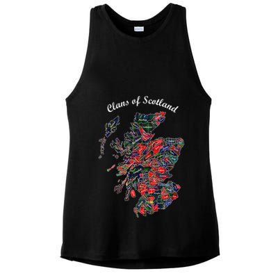 Clans Of Scotland Map Ladies PosiCharge Tri-Blend Wicking Tank