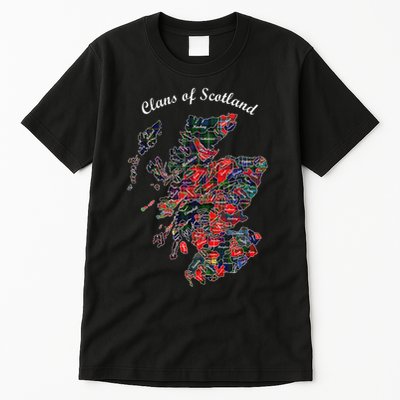 Clans Of Scotland Map Tall T-Shirt