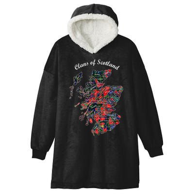 Clans Of Scotland Map Hooded Wearable Blanket