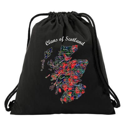 Clans Of Scotland Map Drawstring Bag