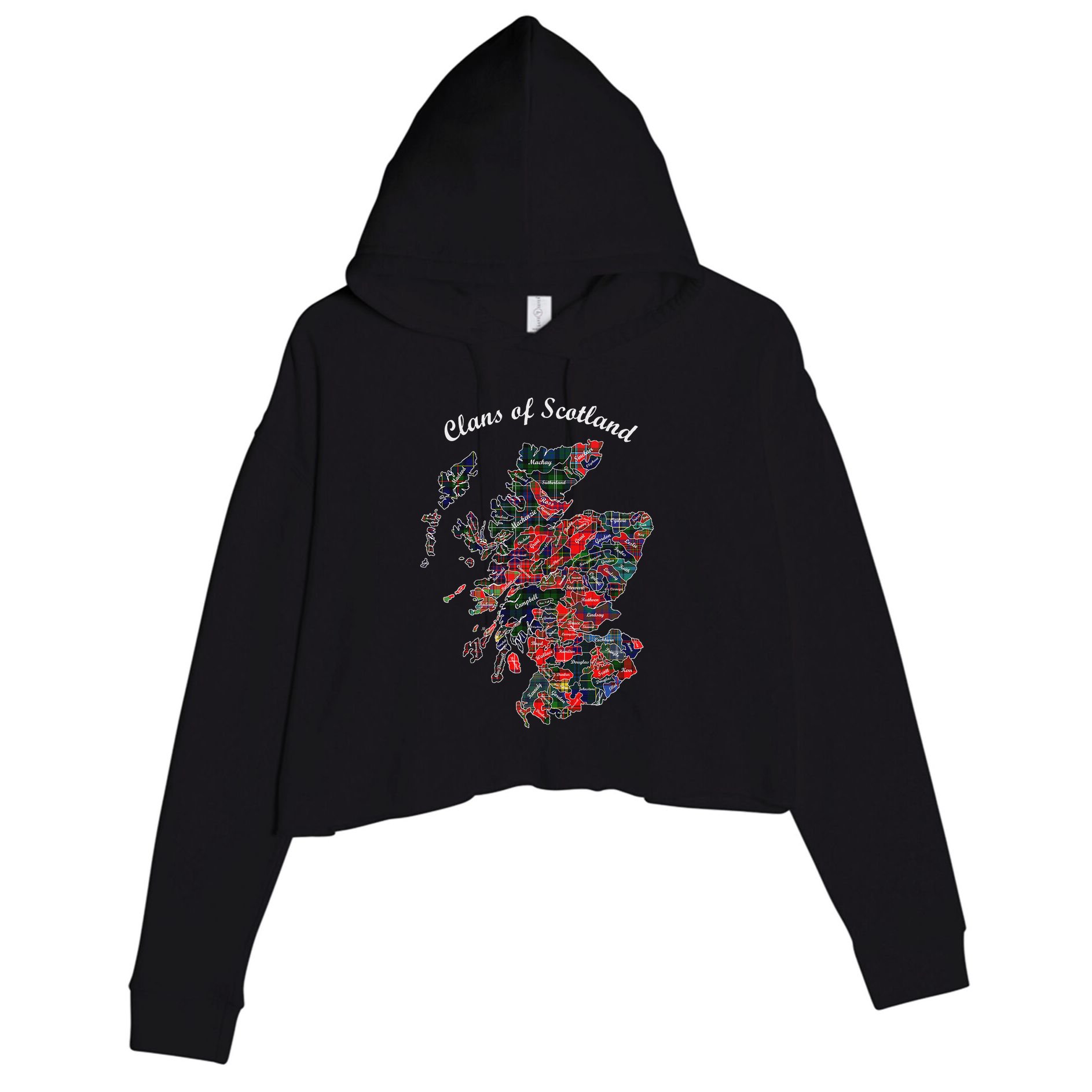 Clans Of Scotland Map Crop Fleece Hoodie