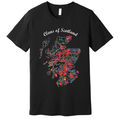 Clans Of Scotland Map Premium T-Shirt
