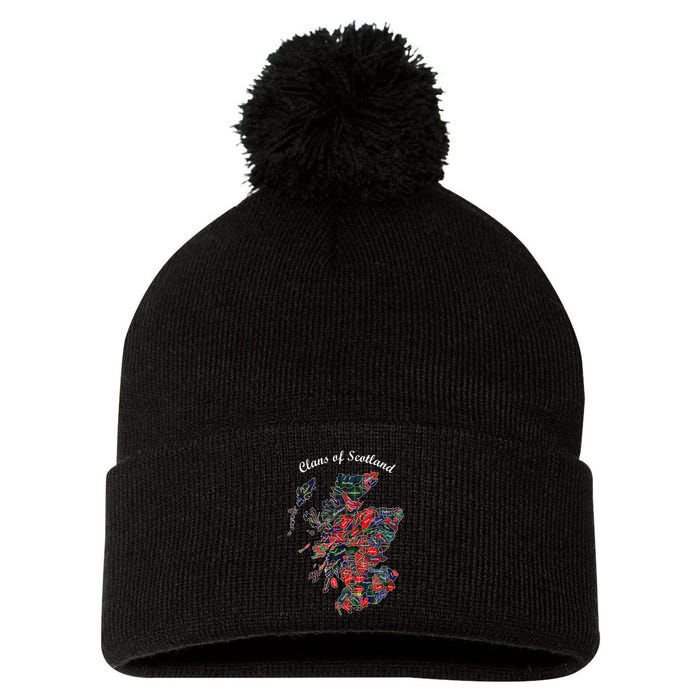 Clans Of Scotland Map Pom Pom 12in Knit Beanie