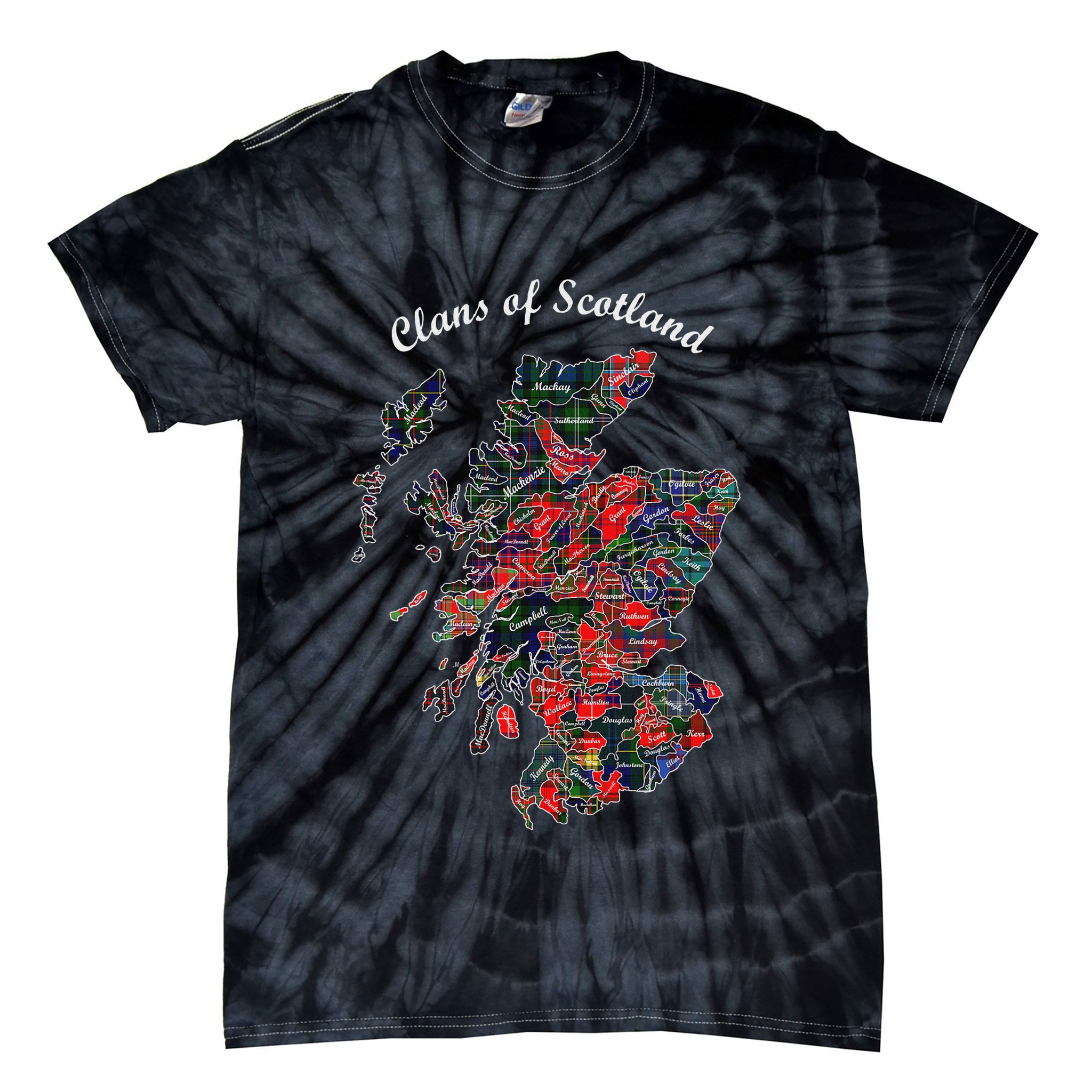 Clans Of Scotland Map Tie-Dye T-Shirt