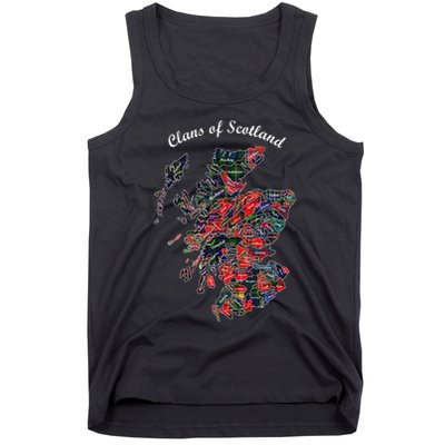 Clans Of Scotland Map Tank Top
