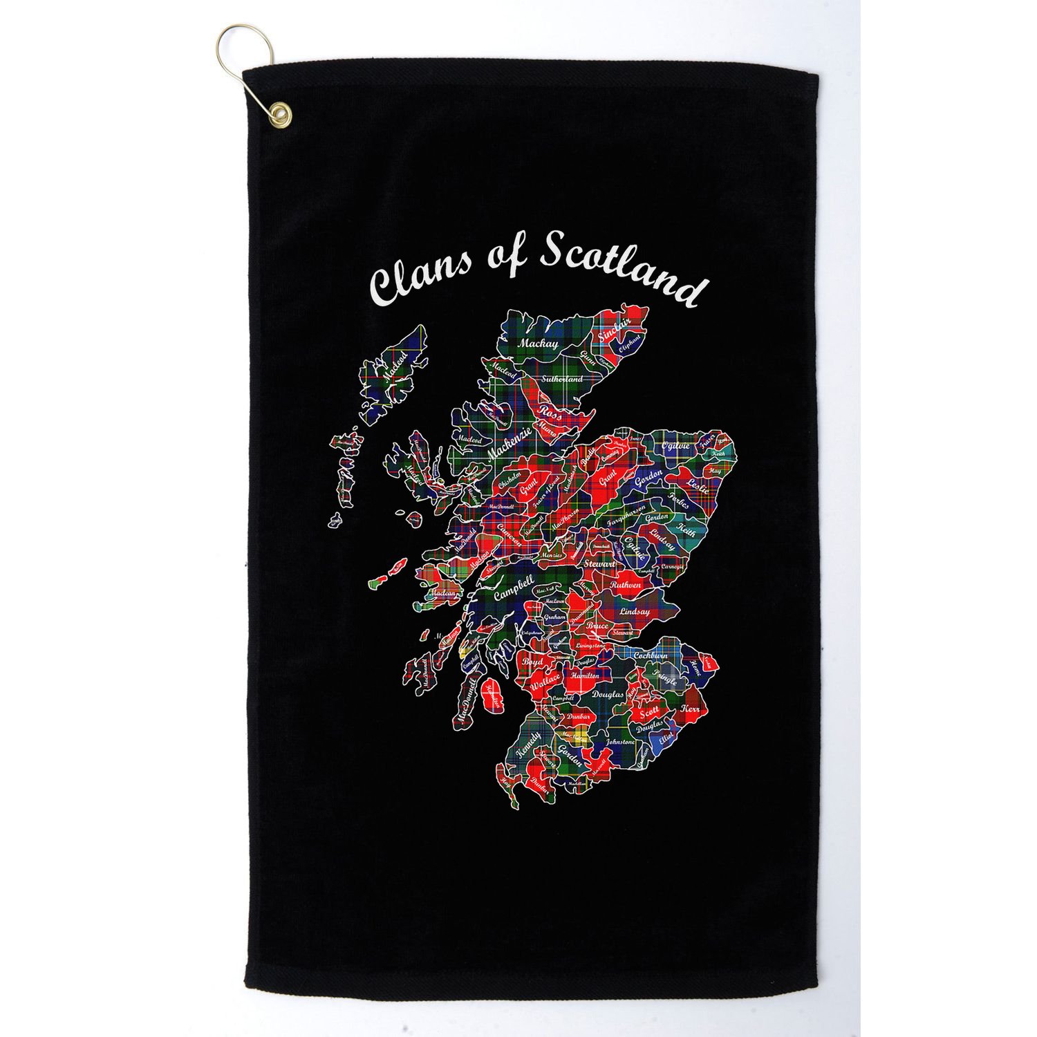 Clans Of Scotland Map Golf Towel